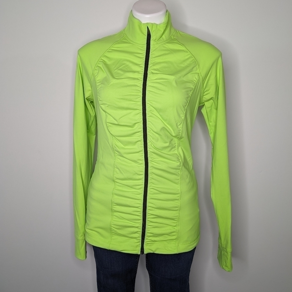 Made Sexy by Victoria's Secret neon yellow green zip up exercise jacket M